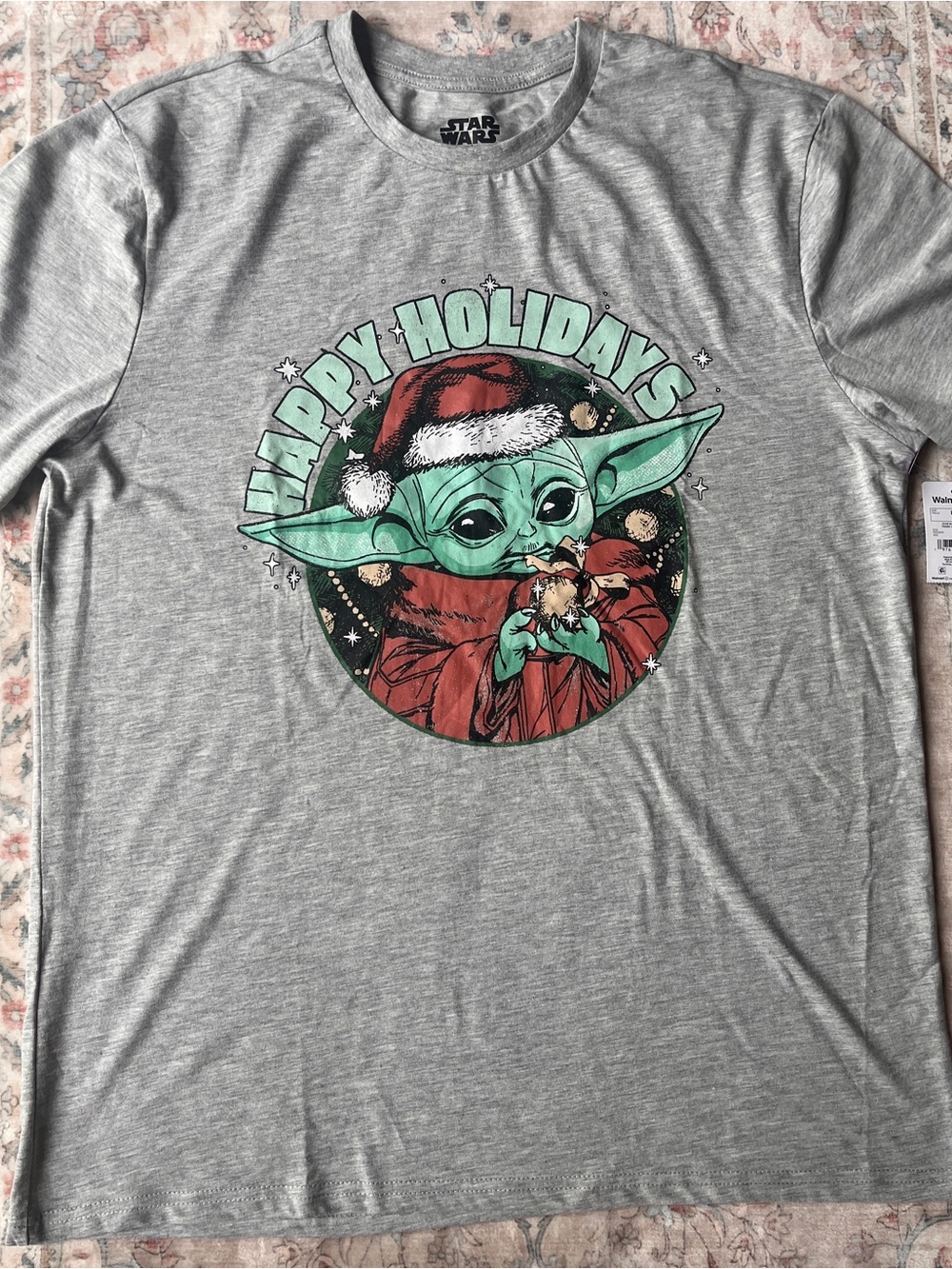MAD Engine Grey Star Wars Grogu 'Happy Holidays' Graphic Tee